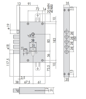 Замок врезной Cisa Exitlock 56937.28.0 фото в интернет-магазине ДорогиеЗамки.рф